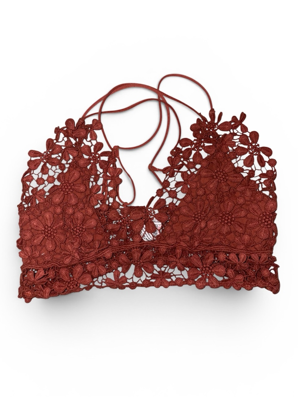 Free People Medium Lace Floral Halter Bralette in Rust
